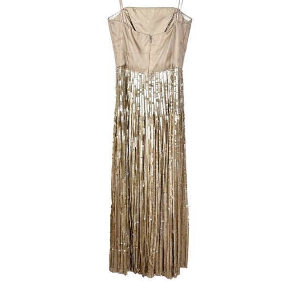 Liancarlo Vintage Beaded Sequin Silk Formal Evening Gown SZ 8 Champagne Gold - Picture 4 of 17